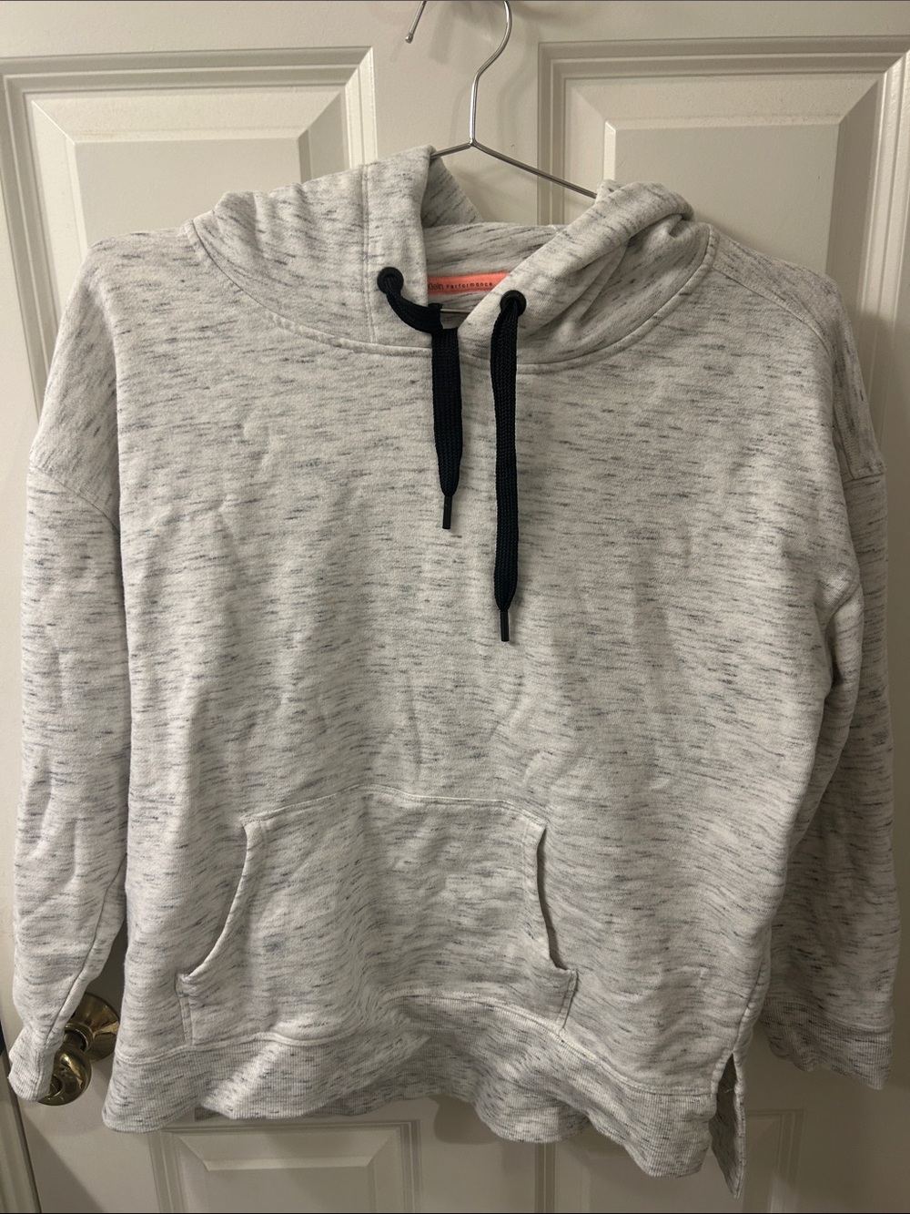 Calvin Klein Performance Light Gray Marled Hoodie with Black Drawcords